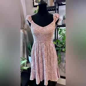 Japna Pink Floral Smocked Mini Dress with Ruffle Straps